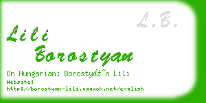 lili borostyan business card